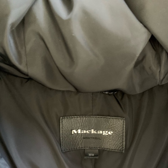 MACKAGE Coat w/ Fur Lined Hood & Leather Shoulder - Picture 7 of 7